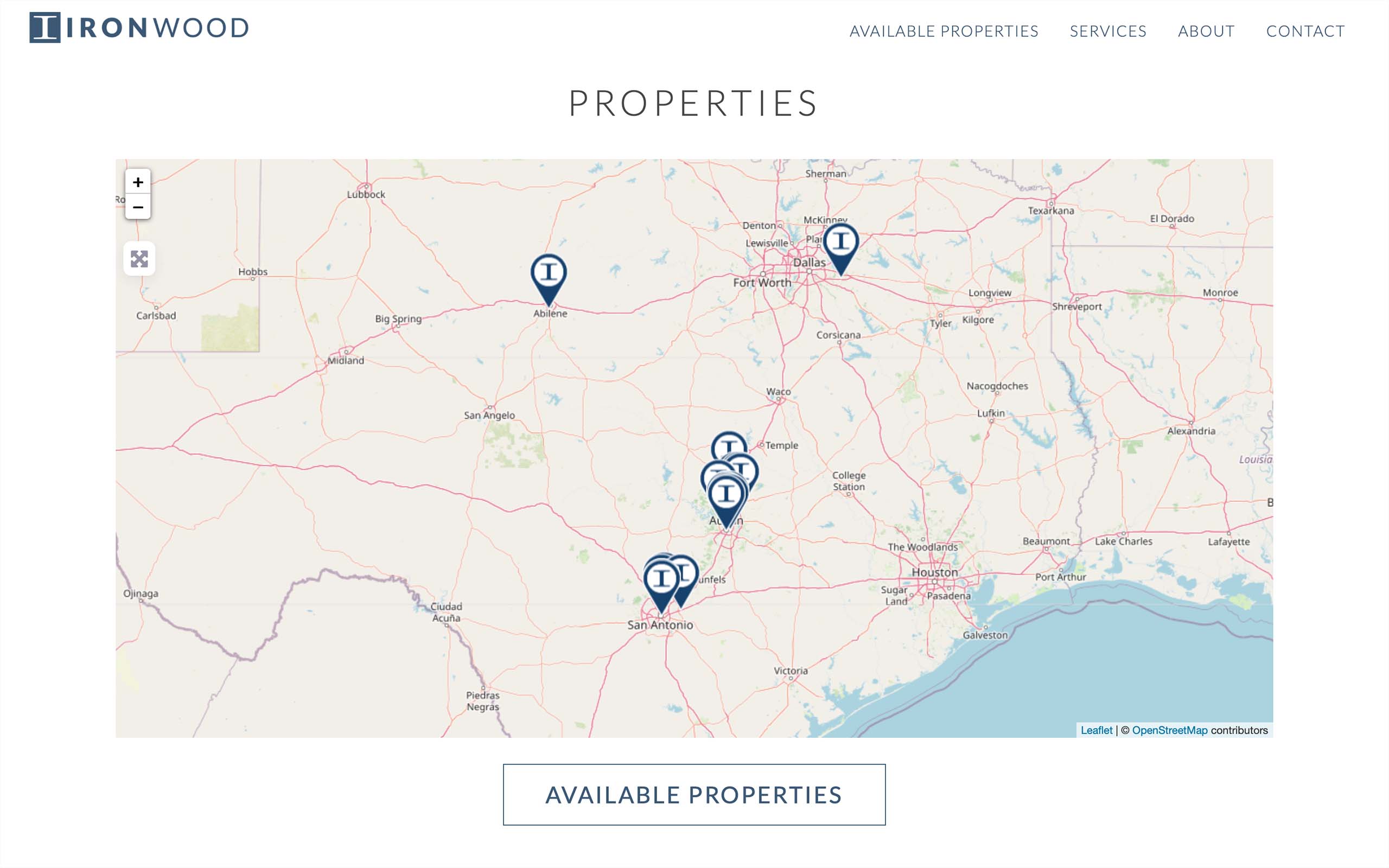 Ironwood Properties Map on Home Page